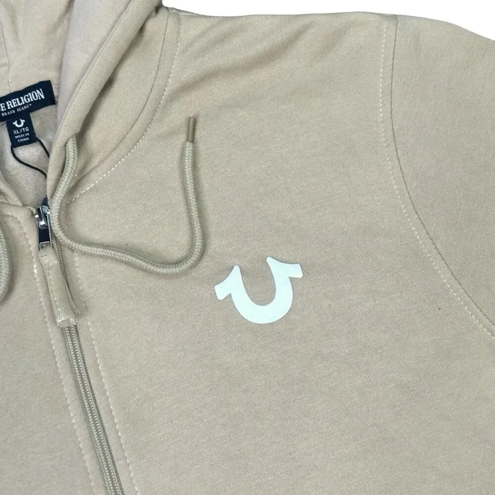 True Religion Buddha Logo Seal Full Zip Hoodie - Size XL - Travertine